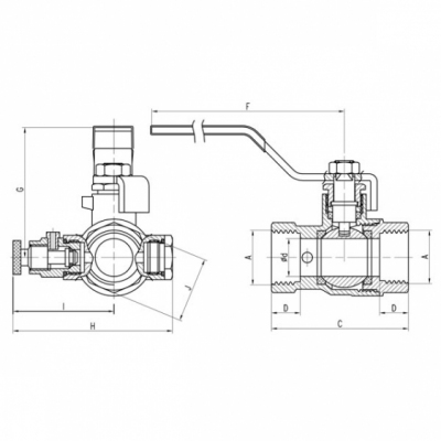 FERRO Zawór kulowy wodny 1/2 cala z dławikiem, odpowietrznikiem i korkiem