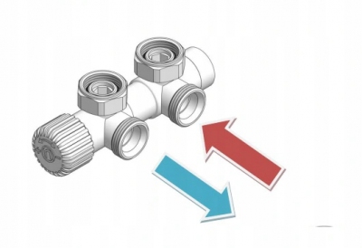 VARIO zawór grzejnikowy TWINS ALL IN 50mm CZARNY PRAWY