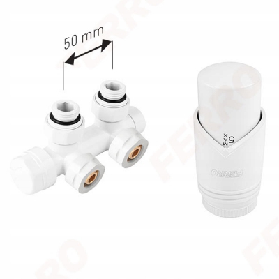 FERRO Zestaw termostatyczny zespolony kątowy biały