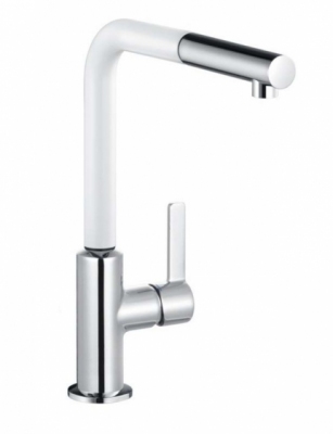 KLUDI L-INE S bateria kuchenna obrotowa, wyciągana wylewka BIAŁY /CHROM