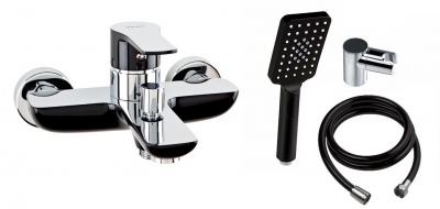 VALVEX DALI BLACK (AMADEO) wannowa + zestaw natryskowy CZARNY / CHROM