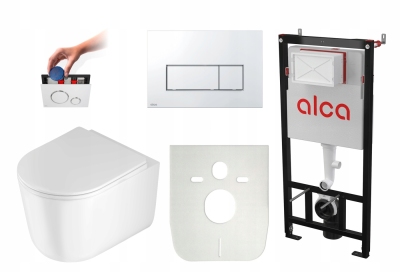 Alca stelaż podtynkowy do WC + przycisk chrom połysk+ miska DEANTE JASMIN