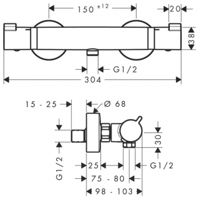 HANSGROHE Ecostat Ecostat Comfort bateria termostatowa prysznicowa DN15, montaż natynkowy