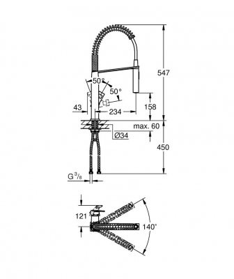 GROHE Eurocube Jednouchwytowa bateria kuchenna CHROM