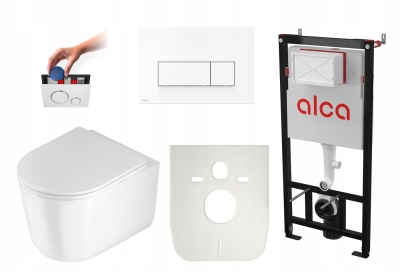 Alca stelaż podtynkowy do WC + przycisk biały + miska DEANTE JASMIN komplet