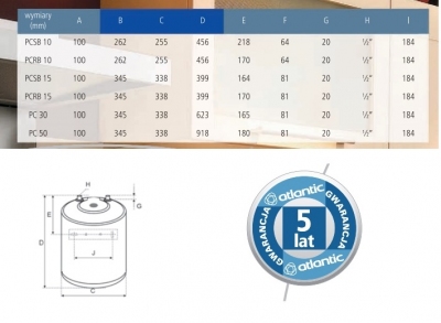 ATLANTIC OPRO Small Pojemnościowy ogrzewacz wody 10l podumywalkowy [PC10SB]