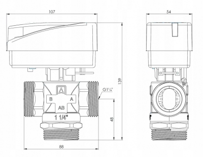 AFRISO 3-drogowy zawór strefowy AZV 844 G 5/4'