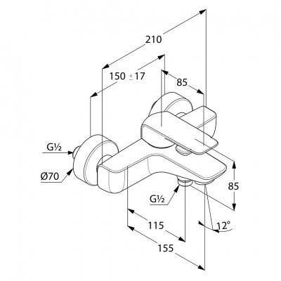 KLUDI AMEO jednouchwytowa bateria wannowo-natryskowa