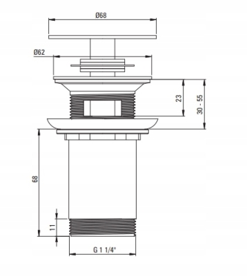 DEANTE KLIK-KLAK Korek do umywalki lub bidetu z tuleją - uniwersalny CZARNY
