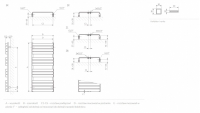 Terma  WARP T 655x500  BIAŁY MAT grzejnik łazienkowy , podłączenie Z8