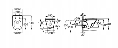 ROCA GAP Miska podwieszana WC Rimless Round z deską wolnoopadającą SLIM