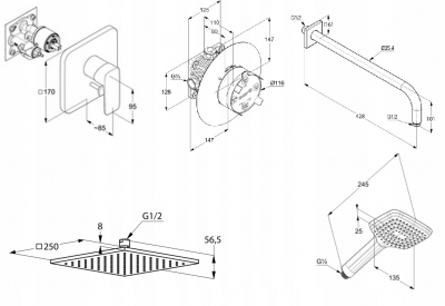 KLUDI PURE&STYLE zestaw podtynkowy 7w1 PRYSZNIC
