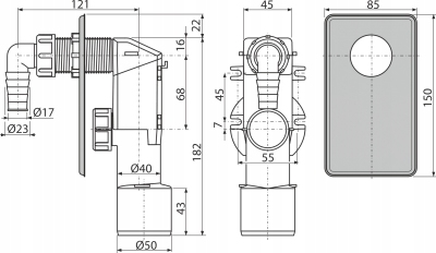 AlcaPlast Syfon pralkowy podtynkowy nierdzewny APS3