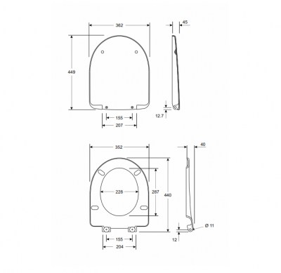 KOŁO NOVA PRO Deska sedesowa antybakteryjna owalna wolnoopadająca z tworzywa Duroplast
