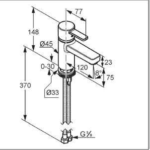 KLUDI ZENTA XL bateria umywalkowa DN 10 bez korka CHROM