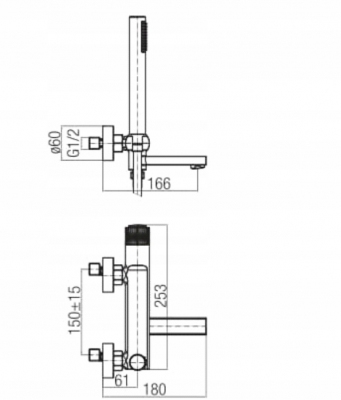 VALVEX DECOR Black GOLD Bateria wannowa z zestawem