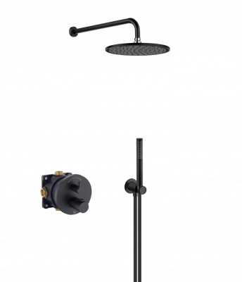 Kludi Nova Fonte zestaw podtynkowy prysznicowy 7w1 z termostatem CZARNY MAT