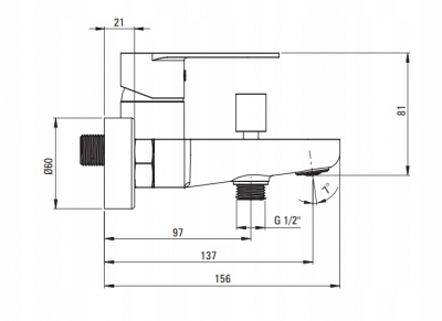 DEANTE ALPINIA Bateria wannowa ścienna chrom
