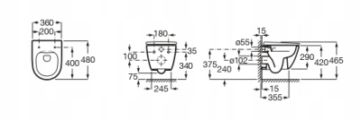 ROCA ONA Miska WC podwieszana Rimless Compacto z deską wolnoopadającą