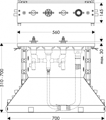 HANSGROHE Zestaw podstawowy do baterii 4-otworowej do montażu na cokole z płytek