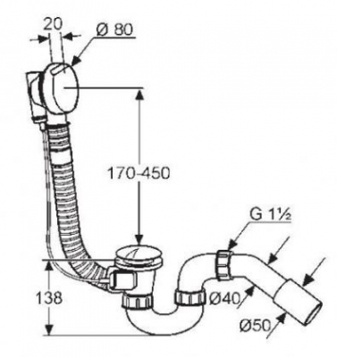 KLUDI Rotexa  Syfon wannowy  korek automatyczny