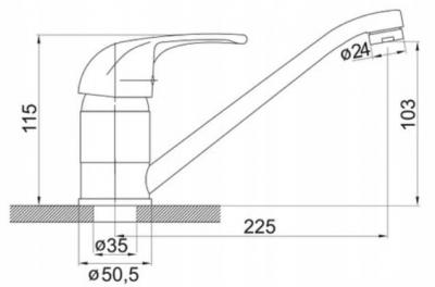 FERRO PRIMA BLUE bateria zlewozmywakowa stojąca chrom