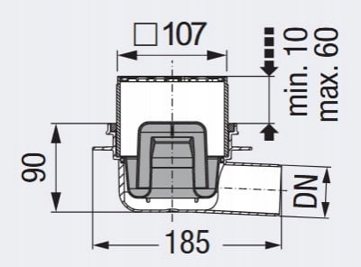 KESSEL CLASSIC wpust łazienkowy boczny 40150.20
