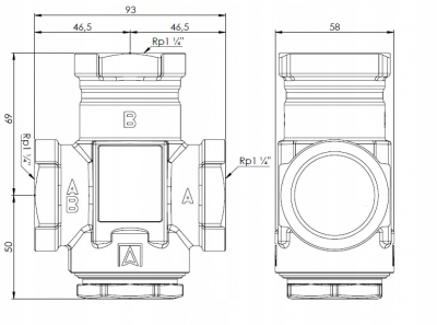 AFRISO Zawór temperaturowy ATV 554 DN32 50°C