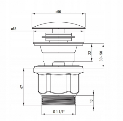 DEANTE CLICK-CLACK Korek do umywalki lub bidetu - z przelewem CHROM