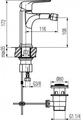 VALVEX AURORA ROSE GOLD Bateria bidetowa stojąca z korkiem spustowym