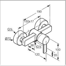 KLUDI ZENTA bateria natryskowa ścienna DN15