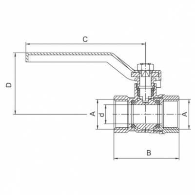 FERRO Zawór kulowy wodny standard 2' cale z rączką, z dławikiem nakrętno-nakrętny