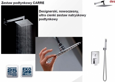 VALVEX - CARRE  zestaw podtynkowy z deszczownicą kwadratową 250 mm - KOMPLETNY