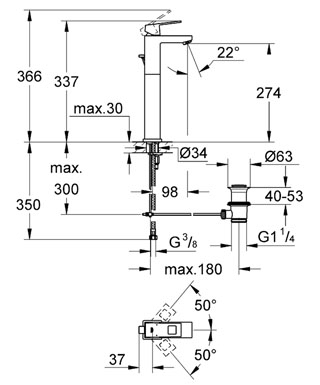 GROHE Eurocube bateria umywalkowa, DN 15 23136 000