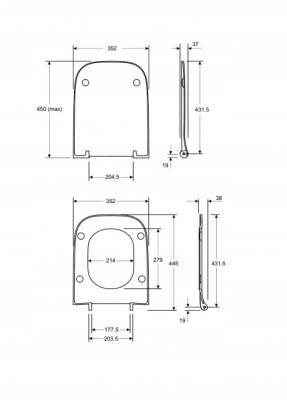 KOŁO MODO SLIM deska sedesowa wolnoopadająca zawiasy wypinane L30116