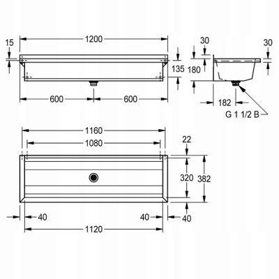 FRANKE PLANOX 120cm Umywalka rynnowa PL12