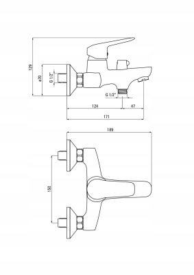 DEANTE BORO Bateria wannowa ścienna CZARNA BMO_N10M