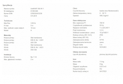 GRUNDFOS Unilift KP 350 AV 1 - 013N1400 pompa zatapialna z pływakiem pionowym