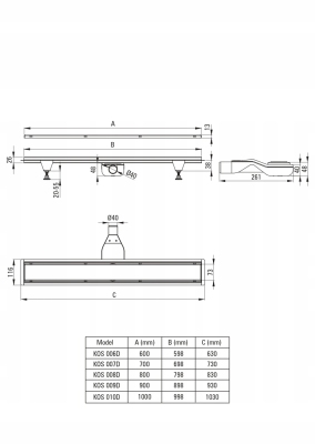 DEANTE Odpływ liniowy podłogowy 60 cm - Odwracalny CZARNY KOS N06D