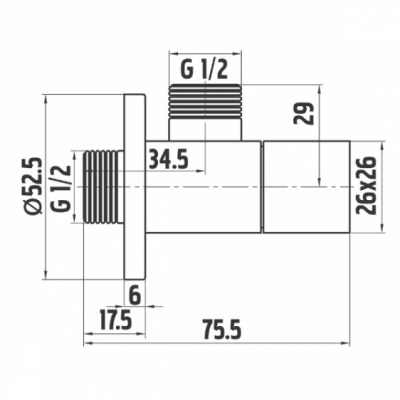 FERRO Blue Zawór kątowy Quadro G1/2x1/2, rozeta