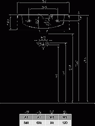 Koło Umywalka TWINS 50 cm, z misą prostokątną, z otworem, z przelewem, KOŁO Simple