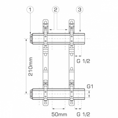 FERRO Rozdzielacz mosiężny 5 obwodowy